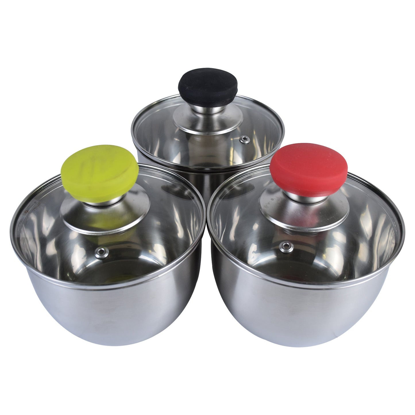 Stainless Steel Pot With Glass Lid 3Pcs Set