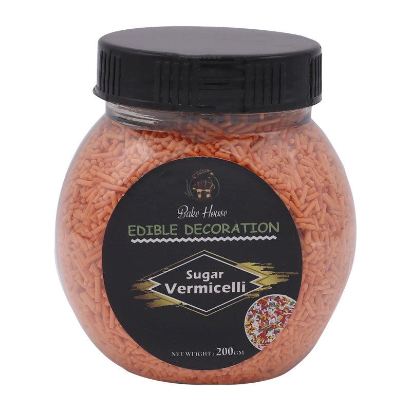 Edible Cake Decorating Vermicelli 200g Pack (Orange)