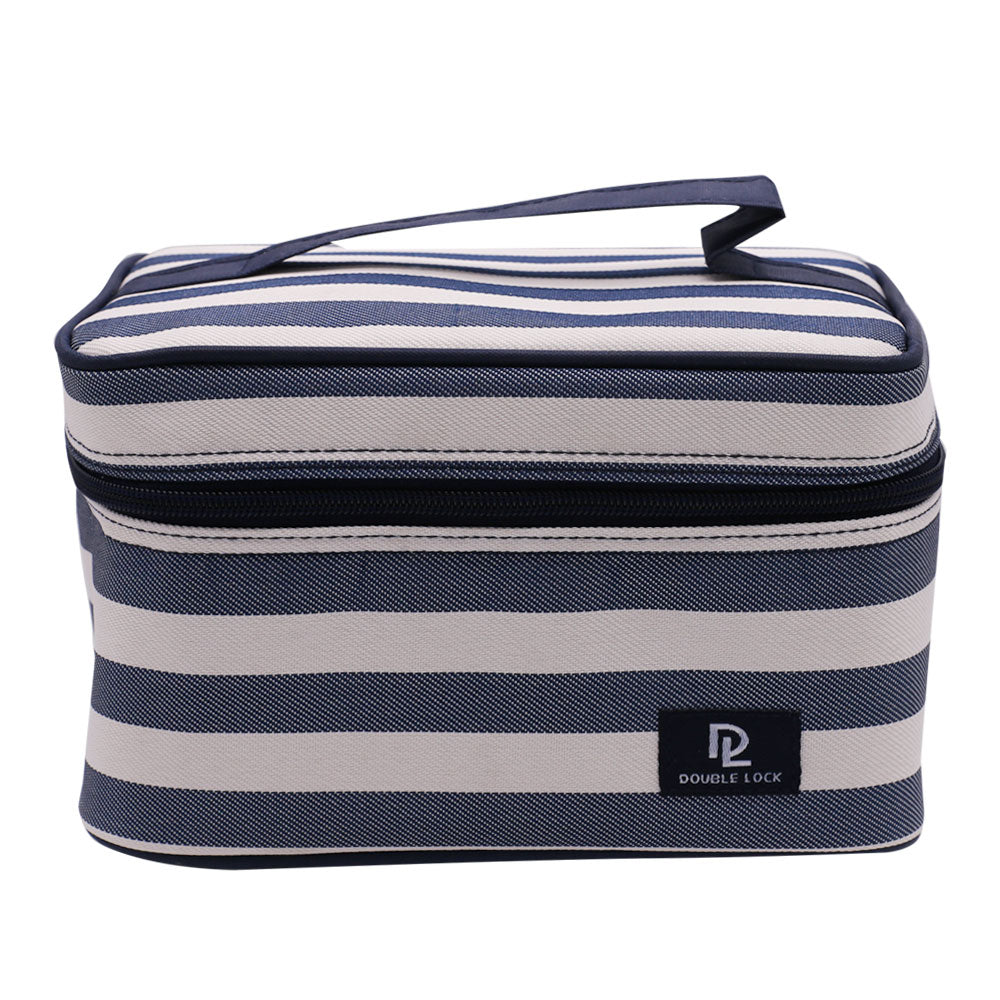 DL 2Pcs Glass Lunch Box With Blue Lining Rectangle Bag