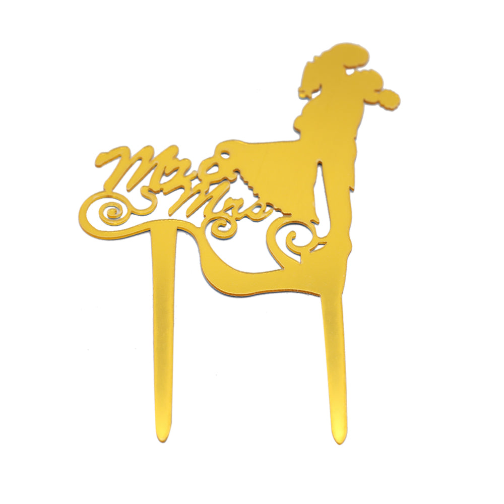 Mr & Mrs Couple Golden Cake Topper