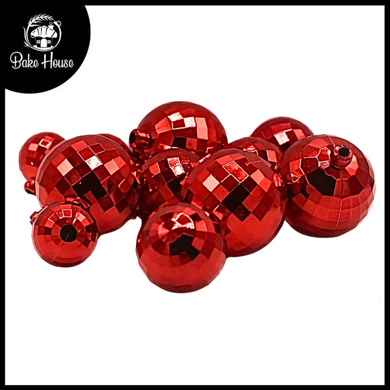 Artificial Vintage Red Ball Cake Topper 12Pcs Set