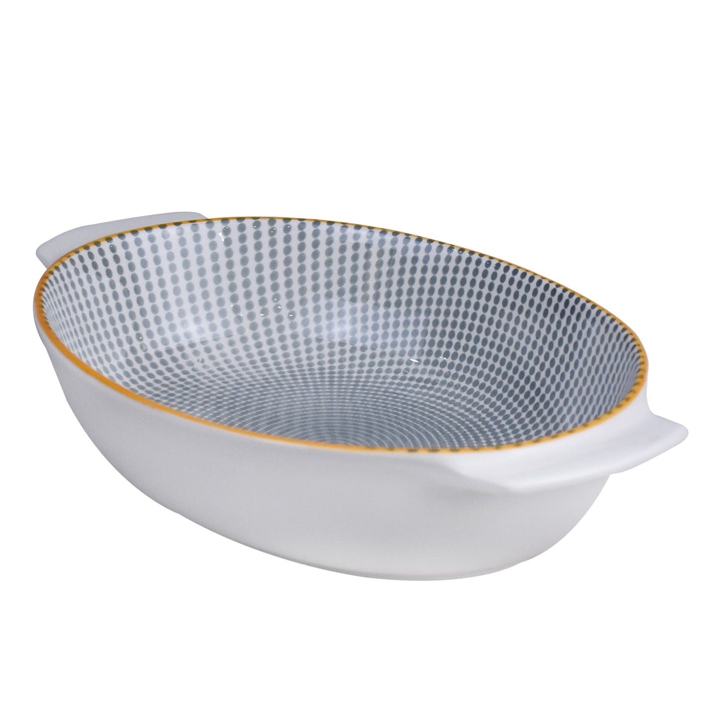 Danny Home Porcelain Grey Dotline Oval Dish Small