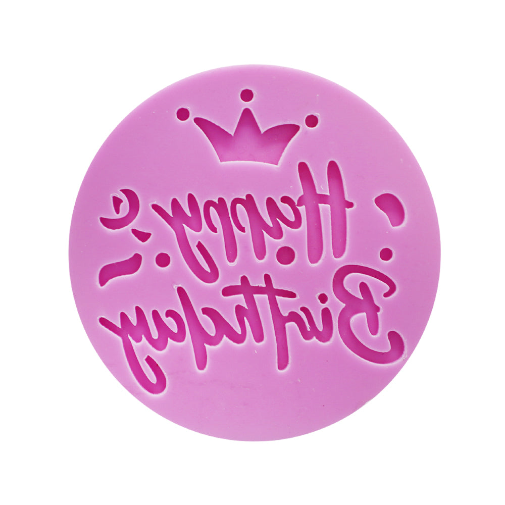 Happy Birthday Pink Fondant Stamp Plastic (Design 9)