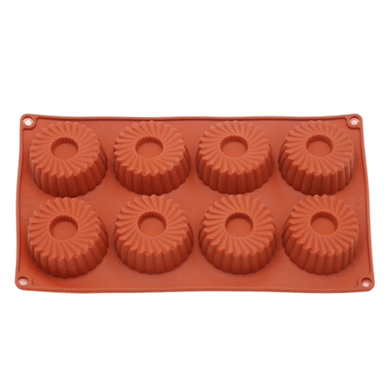 Round Fluted Silicone Mold 8 Cavity