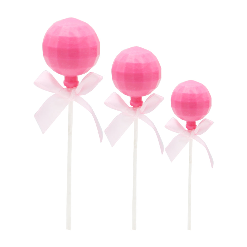 Lollipop Style Cake Toppers Pink 3Pcs Set