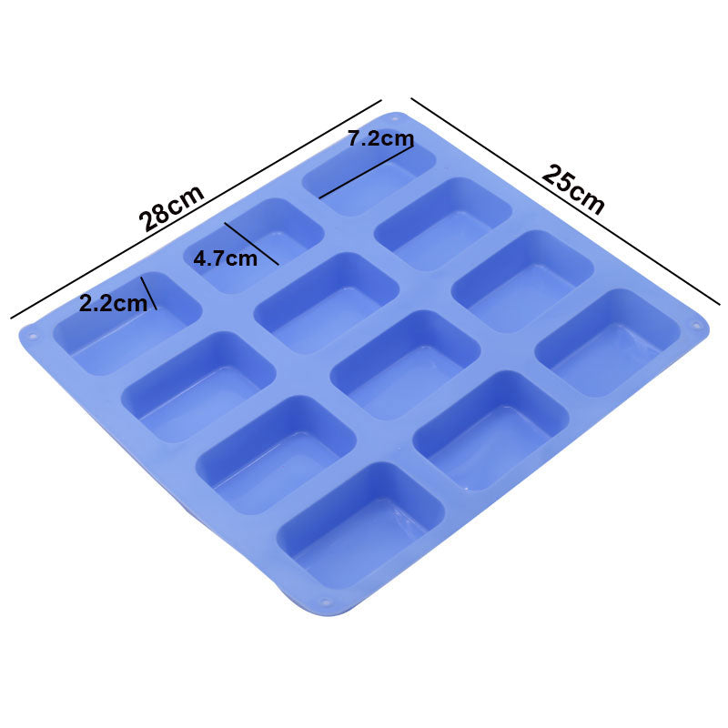 Rectangle Shape Silicone Brownie And Soap Mold 12 Cavity