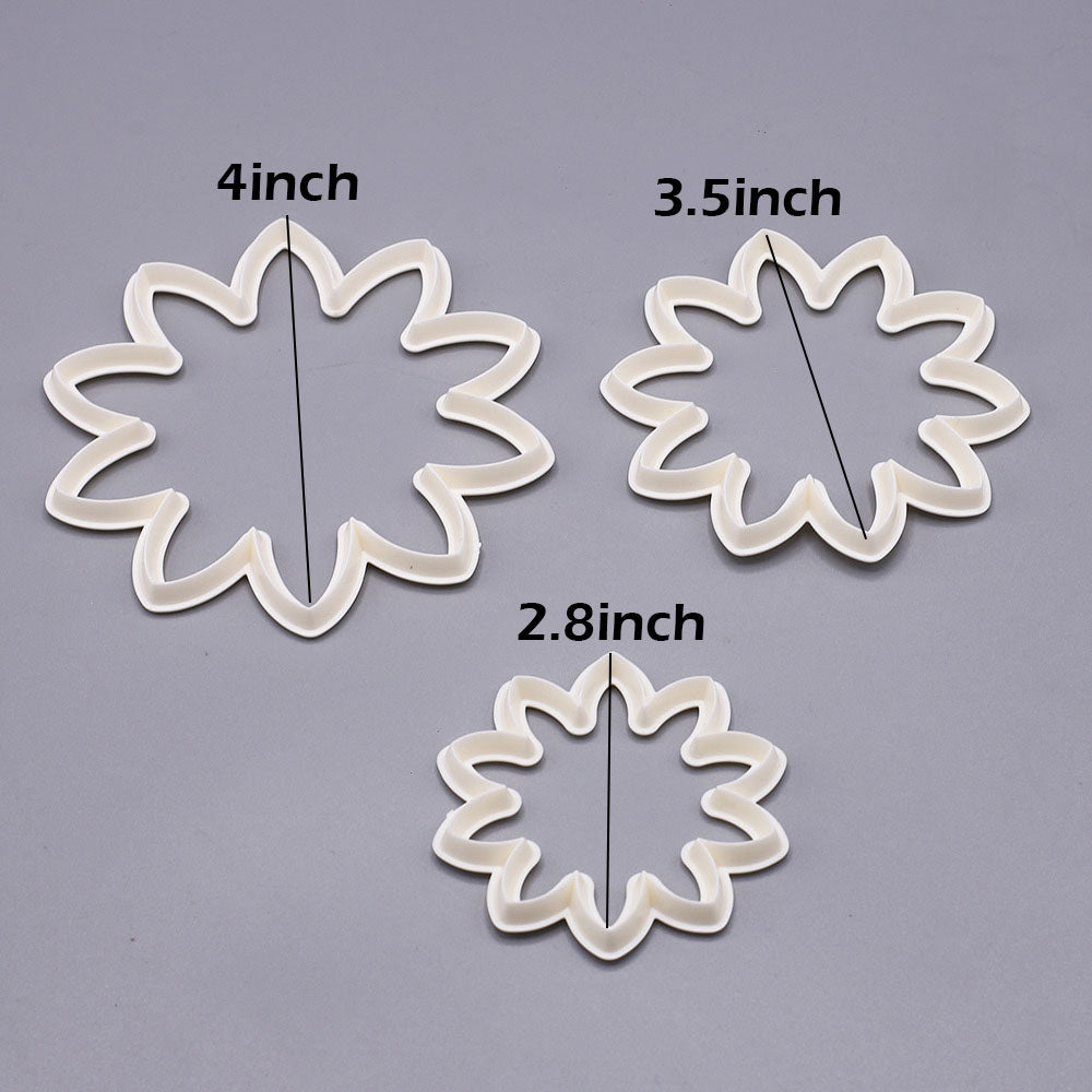 Dahlia Flower Fondant And Cookie Cutter 3 Pcs Set Plastic