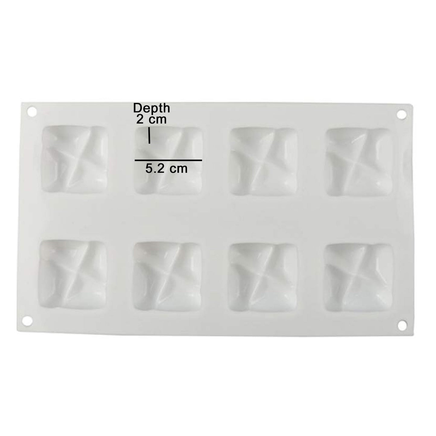 Crossed Sqaure Shape Mousse Chocolate Silicone Mold 8 Cavity