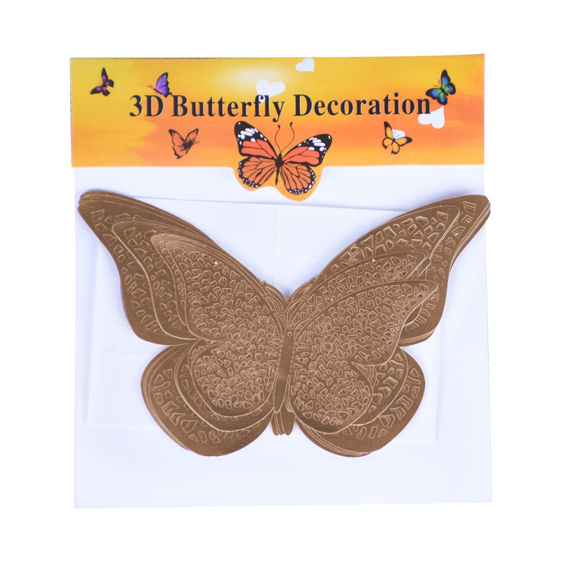 3D Golden Color Butterflies For Decoration 12 Pcs Pack