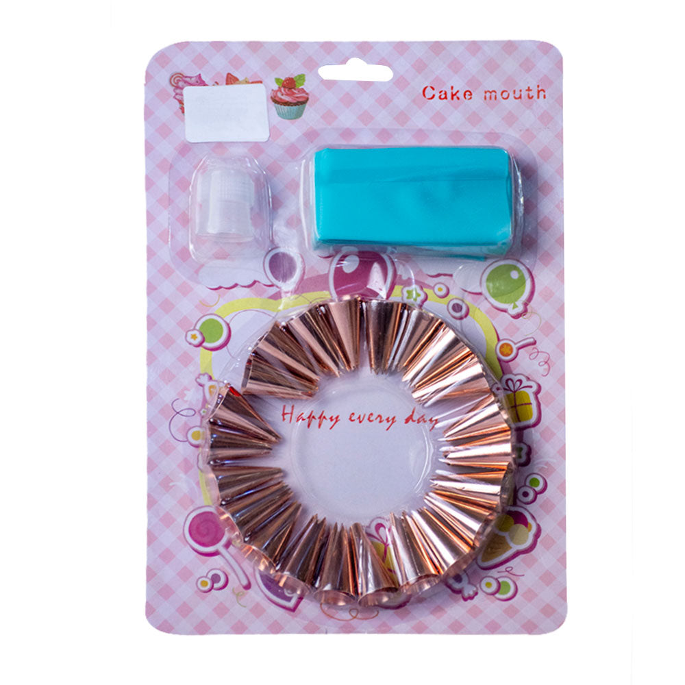 22Pcs Nozzle Set Stainless Steel With Coupler & Icing Bag