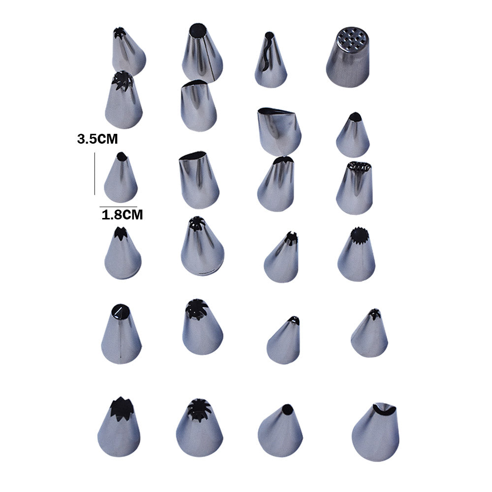 24Pcs Icing Nozzle Set Stainless Steel With Plastic Box