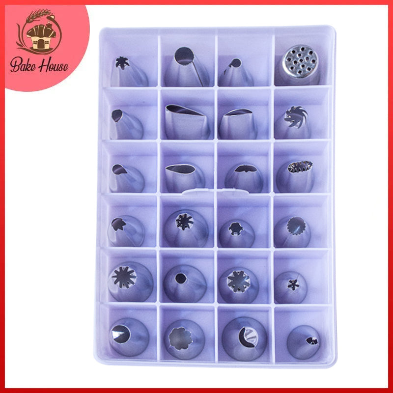 24Pcs Icing Nozzle Set Stainless Steel With Plastic Box