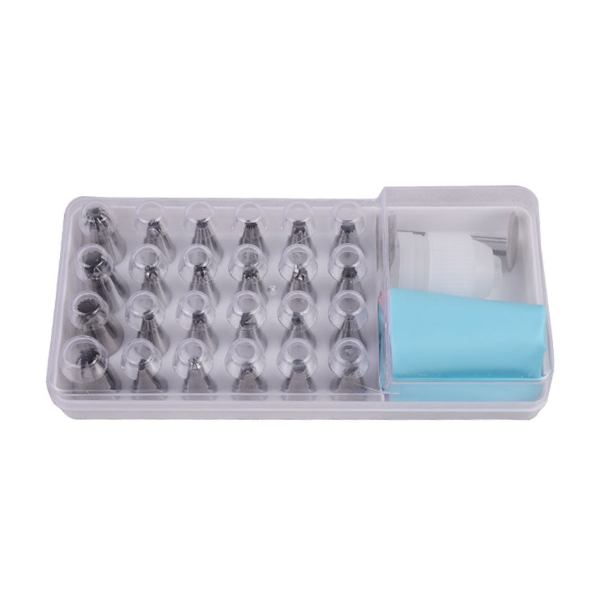 24Pcs Nozzle Set Steel With Coupler, Icing Bag & Flower Nail