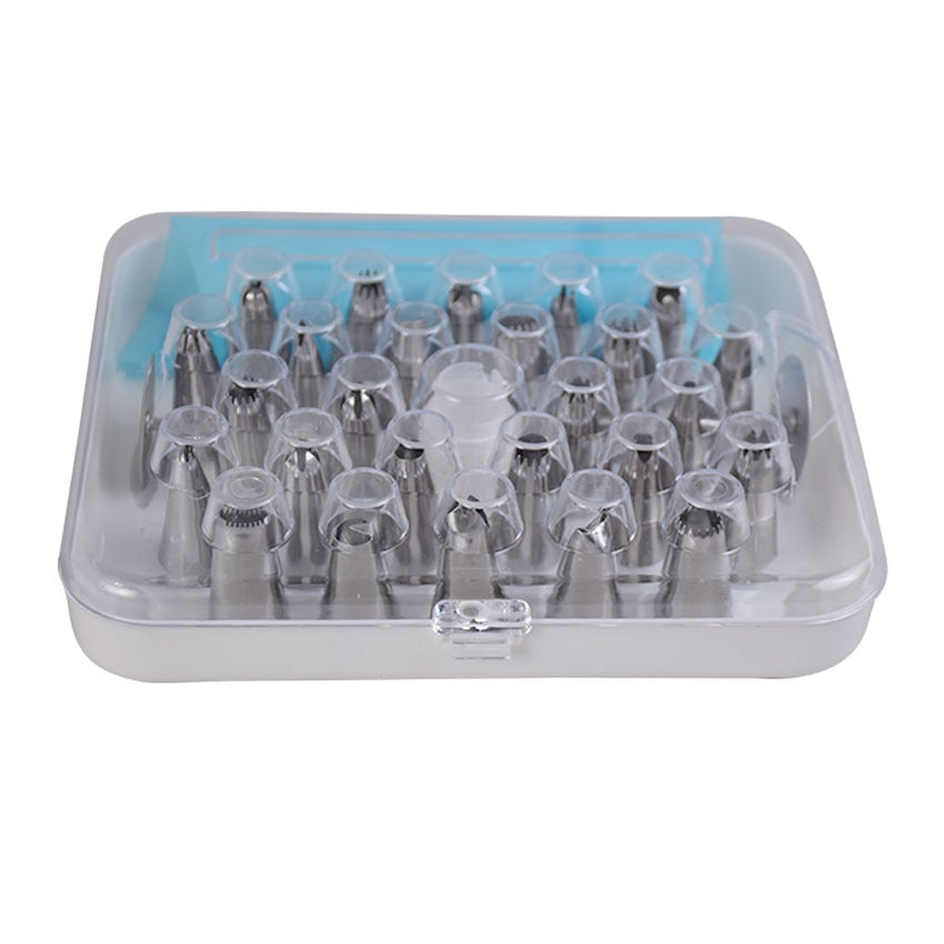 26 Pcs Nozzle Set Steel With Coupler, Icing Bag & 2 Flower Nails
