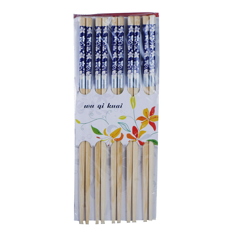 Flowers Design Bamboo Chopsticks 10 Pairs Pack