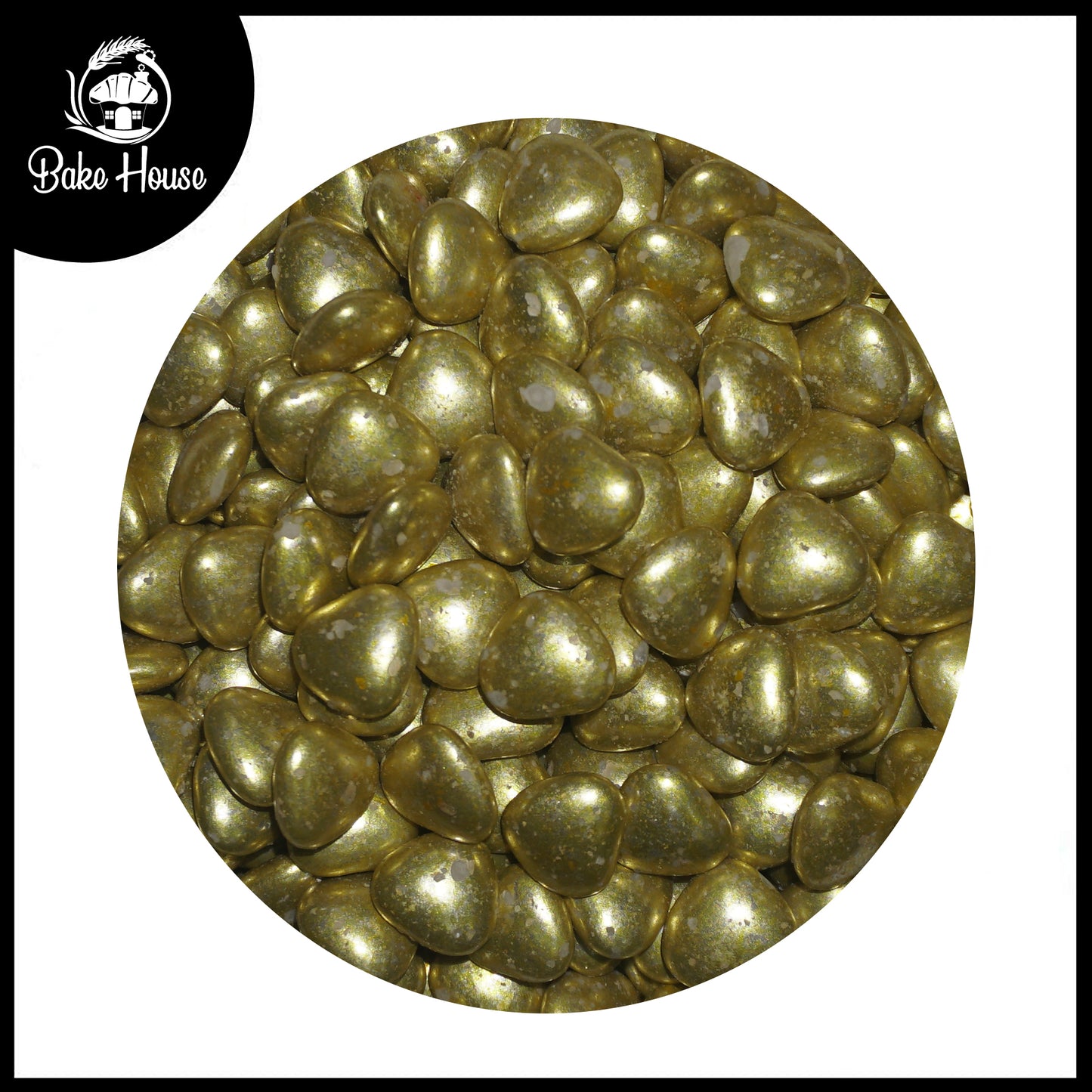Bake House Metallic Gold Heart Edible Sprinkles