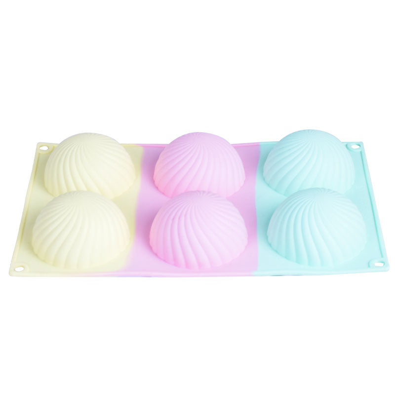 Hemisphere Swirl Dome Mousse Dessert Silicone Mold 6 Cavity