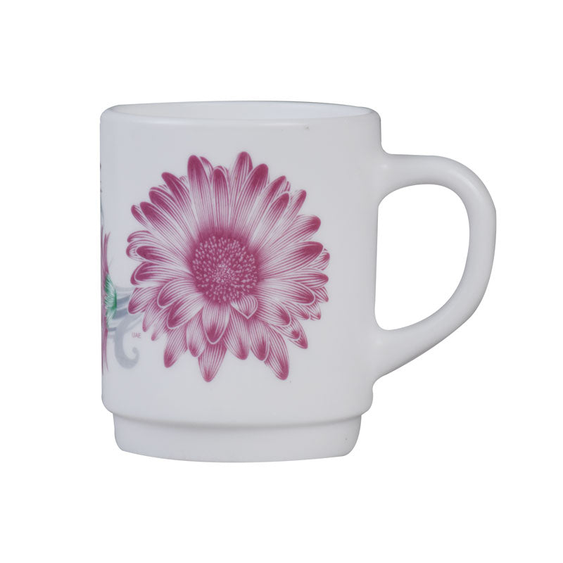 Luminarc Gerbera Flower Design Tea, Milk And Coffee Drinking Cups 6 Pcs Set
