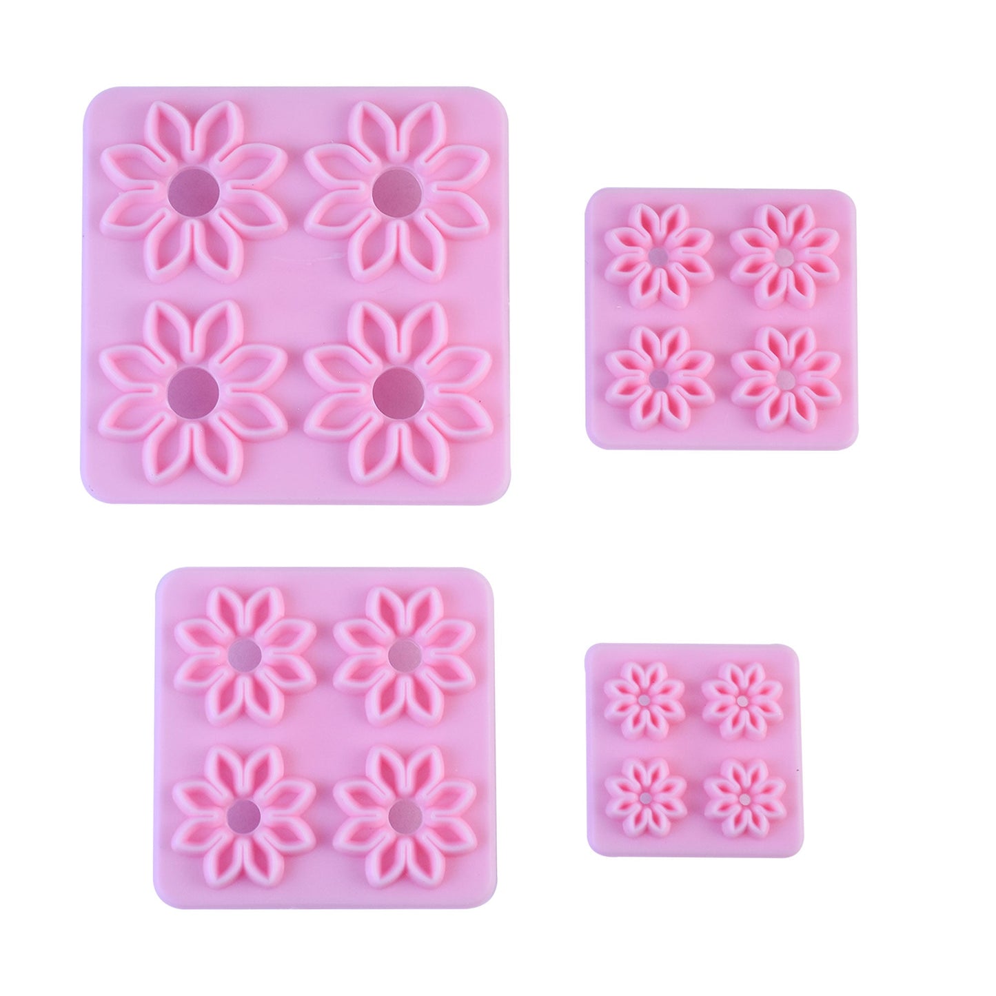 Daisy Flower Fondant & Cookie Cutter 4Pcs Pack