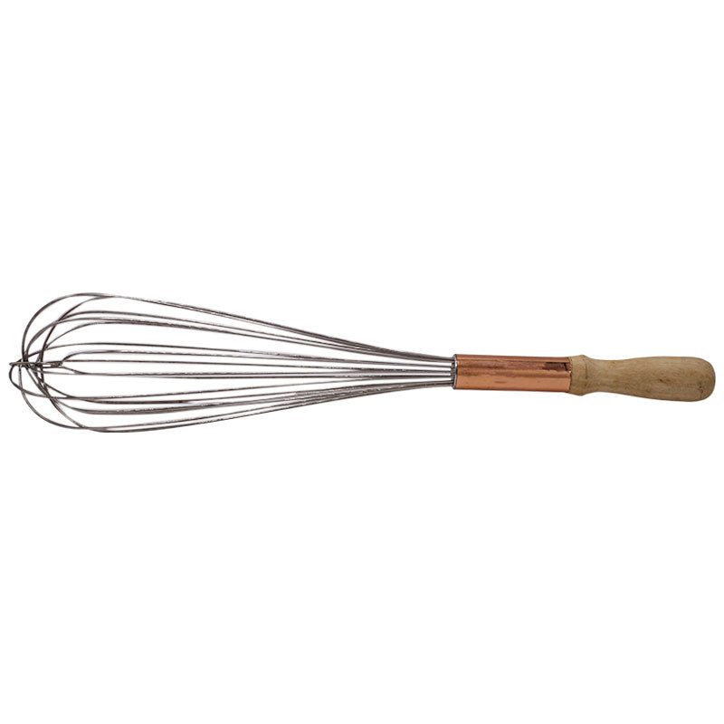 Stainless Steel Copper Colored Hand Whisk With Wooden Handle 17.8 Inch