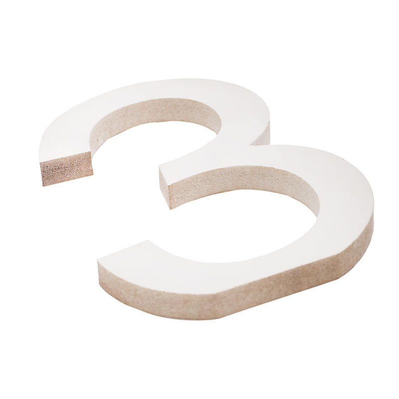 Freestanding Wooden Uppercase Number 3