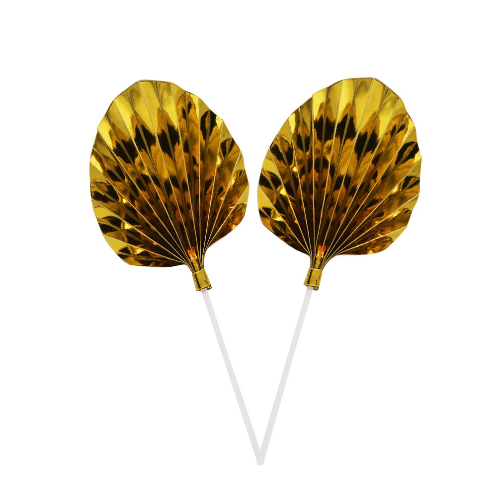 Palm Leave Yelow Cake Topper 2Pcs Set