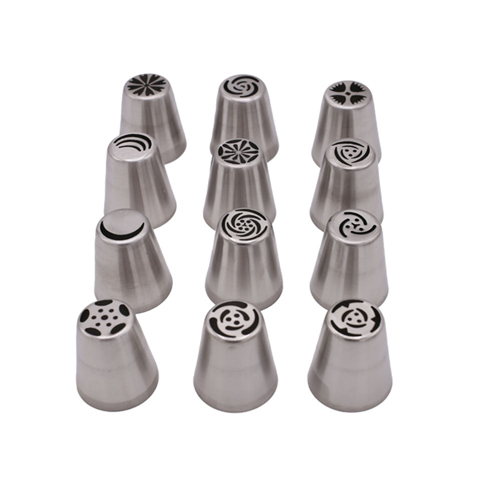 Large Size Russian Icing Nozzle Stainless Steel 12Pcs Set