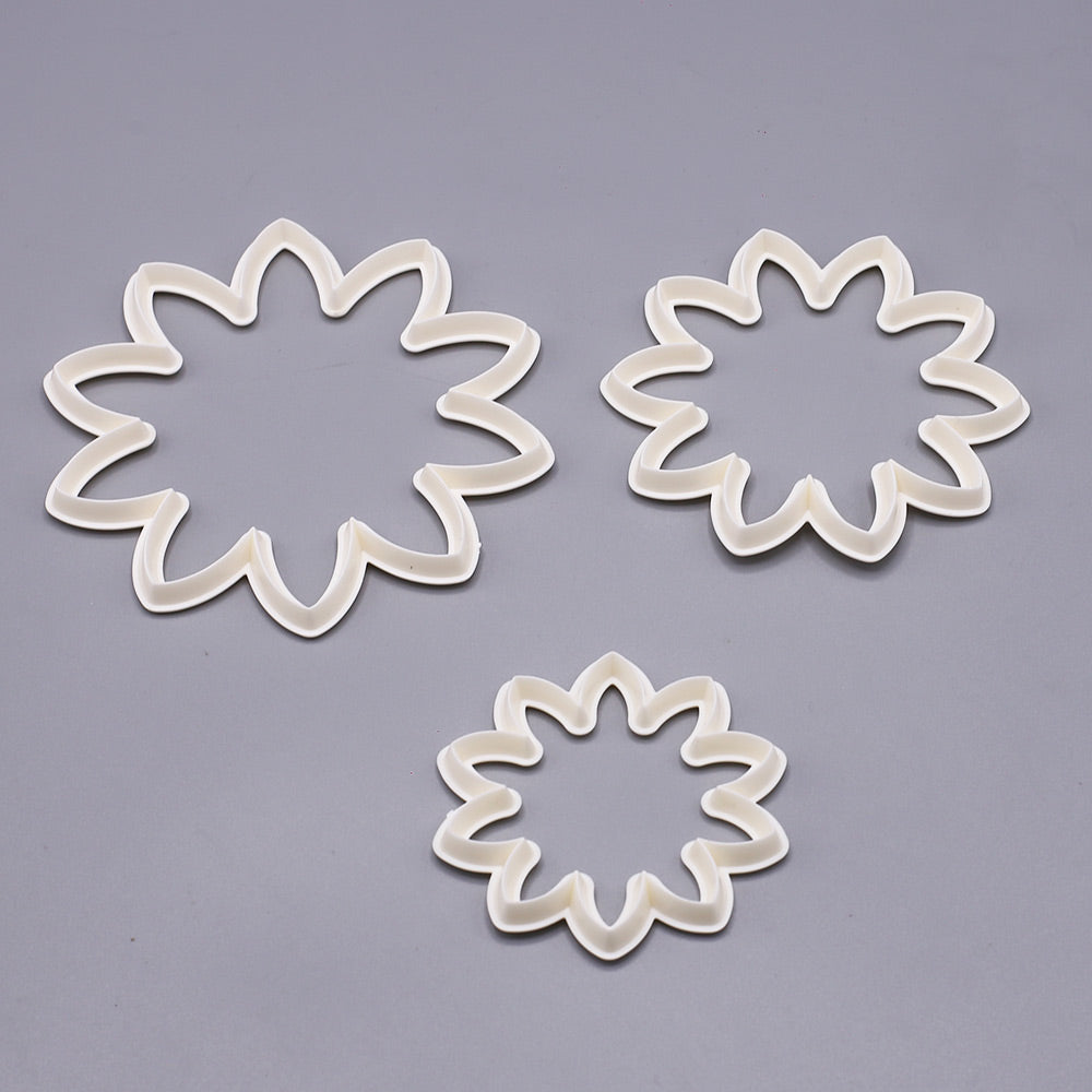 Dahlia Flower Fondant And Cookie Cutter 3 Pcs Set Plastic