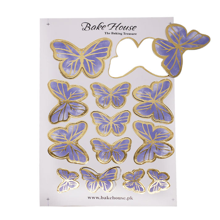 Dark Blue Color Butterflies Cake Topper 13 Pcs Pack