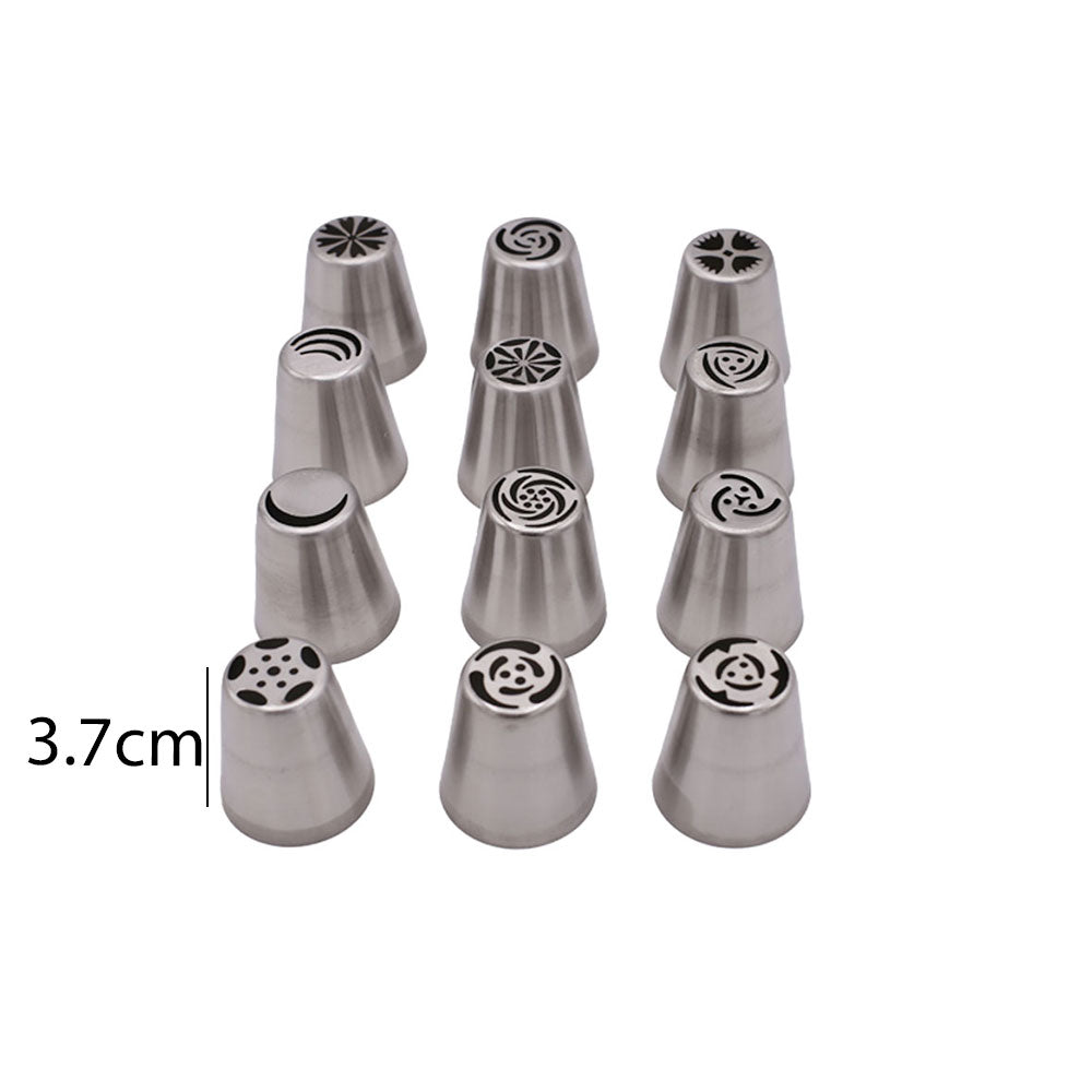 Large Size Russian Icing Nozzle Stainless Steel 12Pcs Set