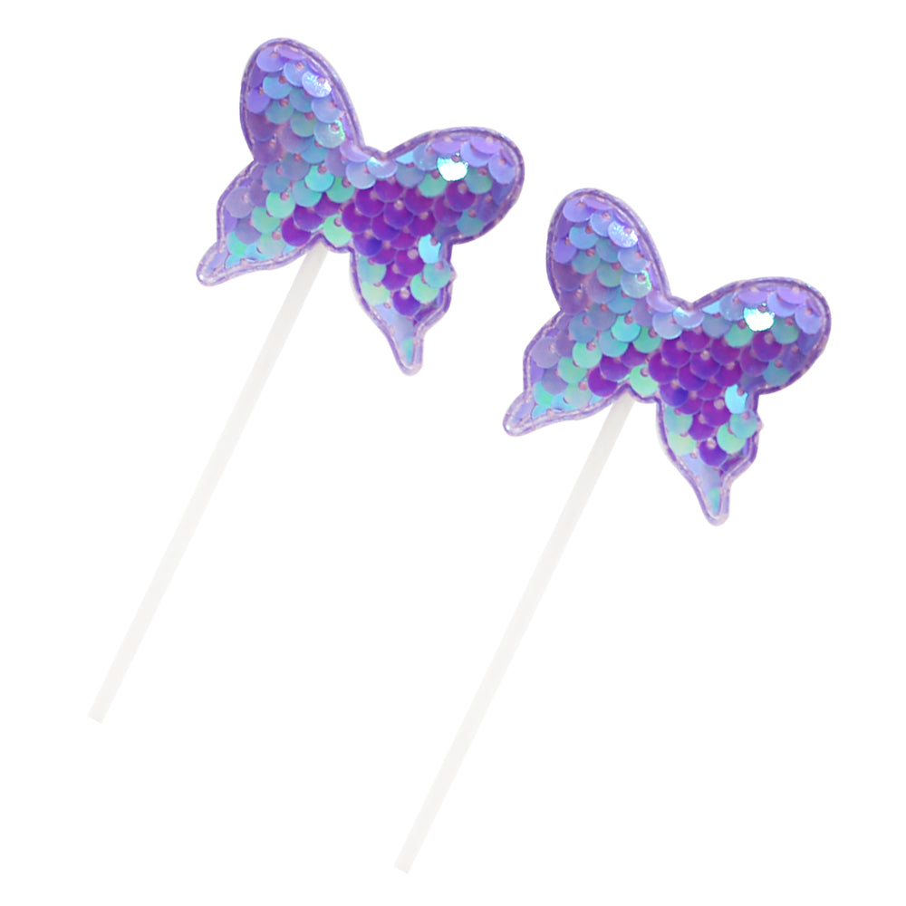 Butterfly Cake Topper Purple 2Pcs Set