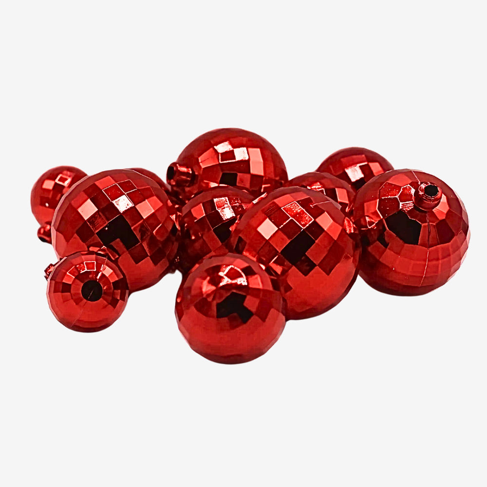 Artificial Vintage Red Ball Cake Topper 12Pcs Set