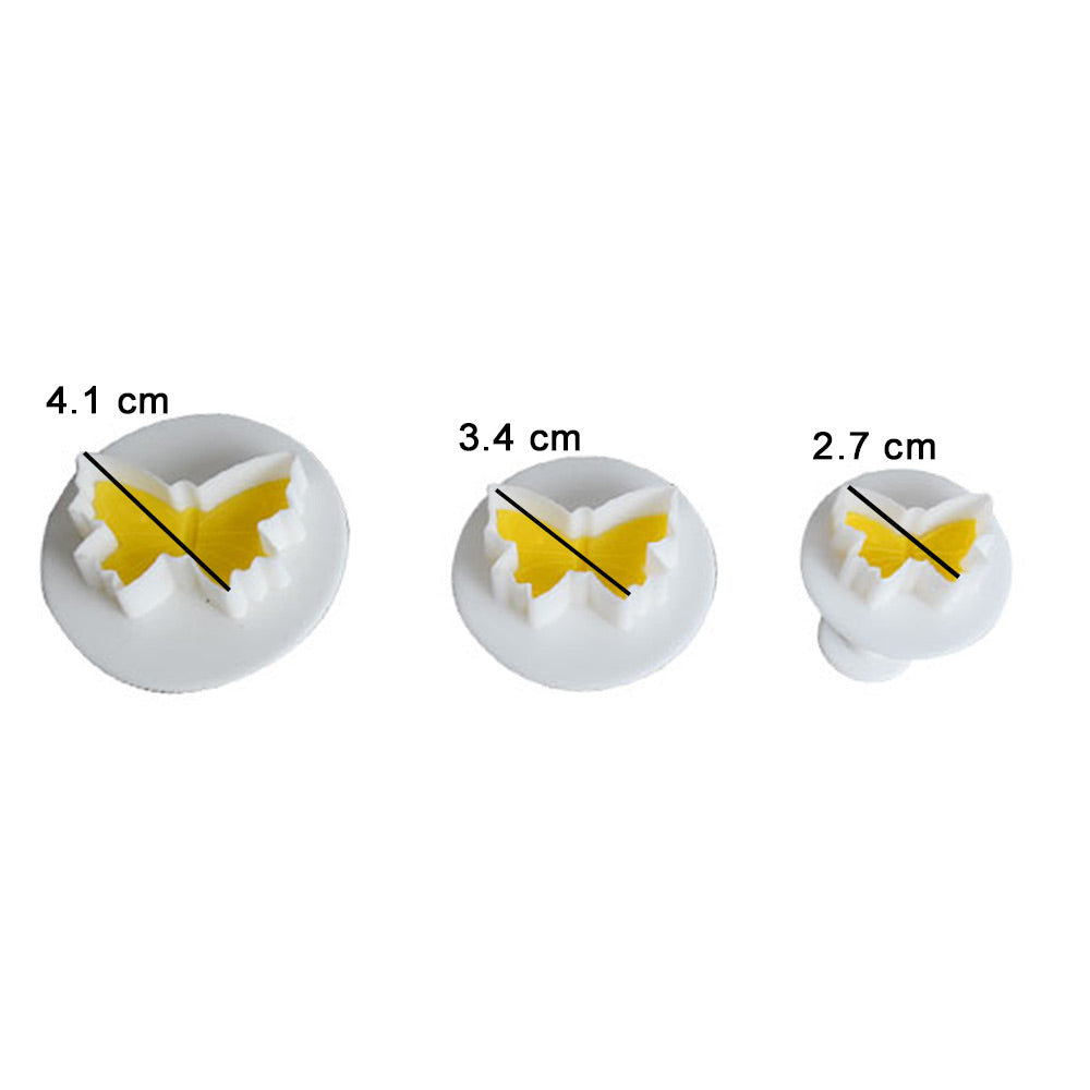 Butterfly Fondant & Cookie Plunger Cutter 3Pcs Set Small