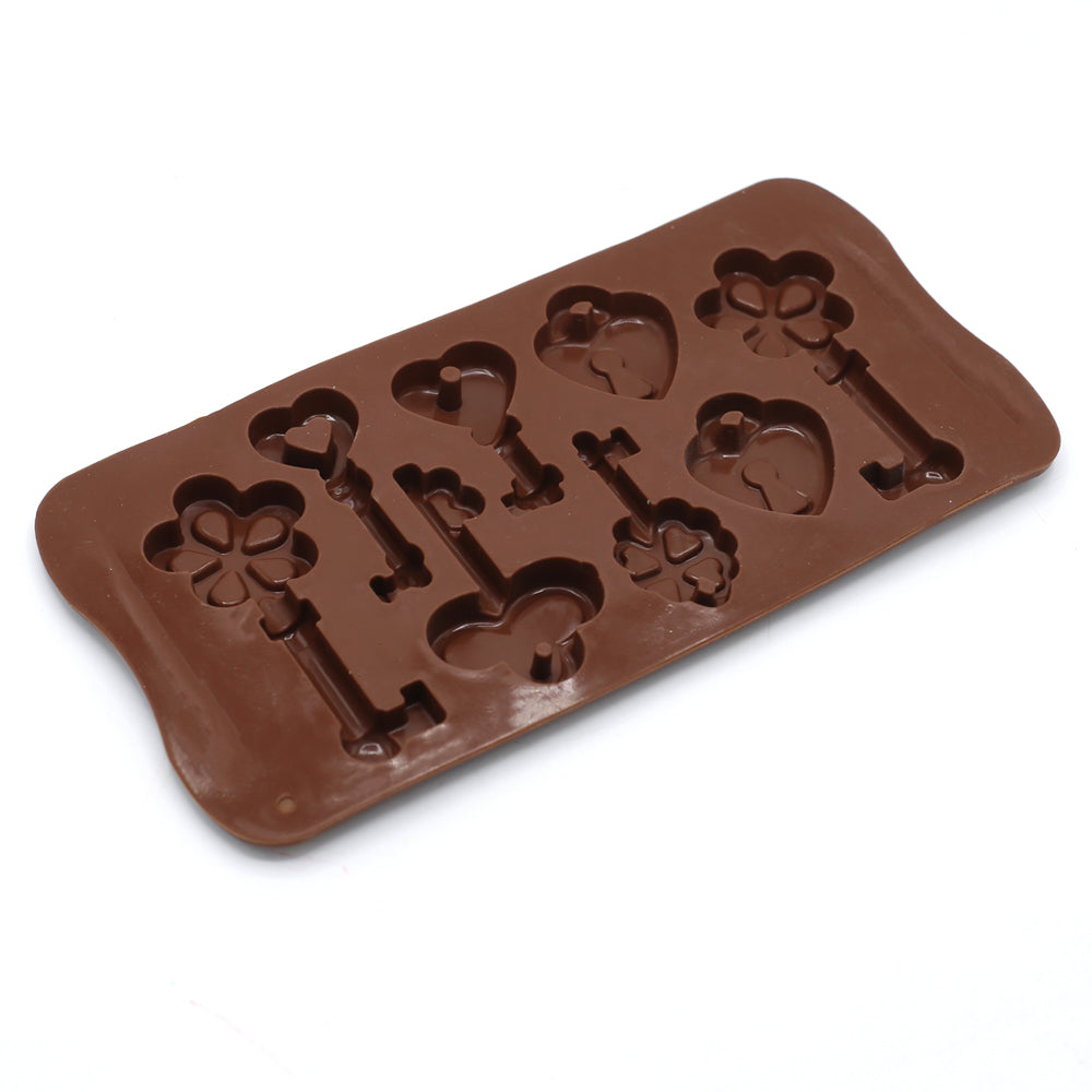 Lock & Key Flower Heart Design Chocolate Silicone Mold 8 Cavity