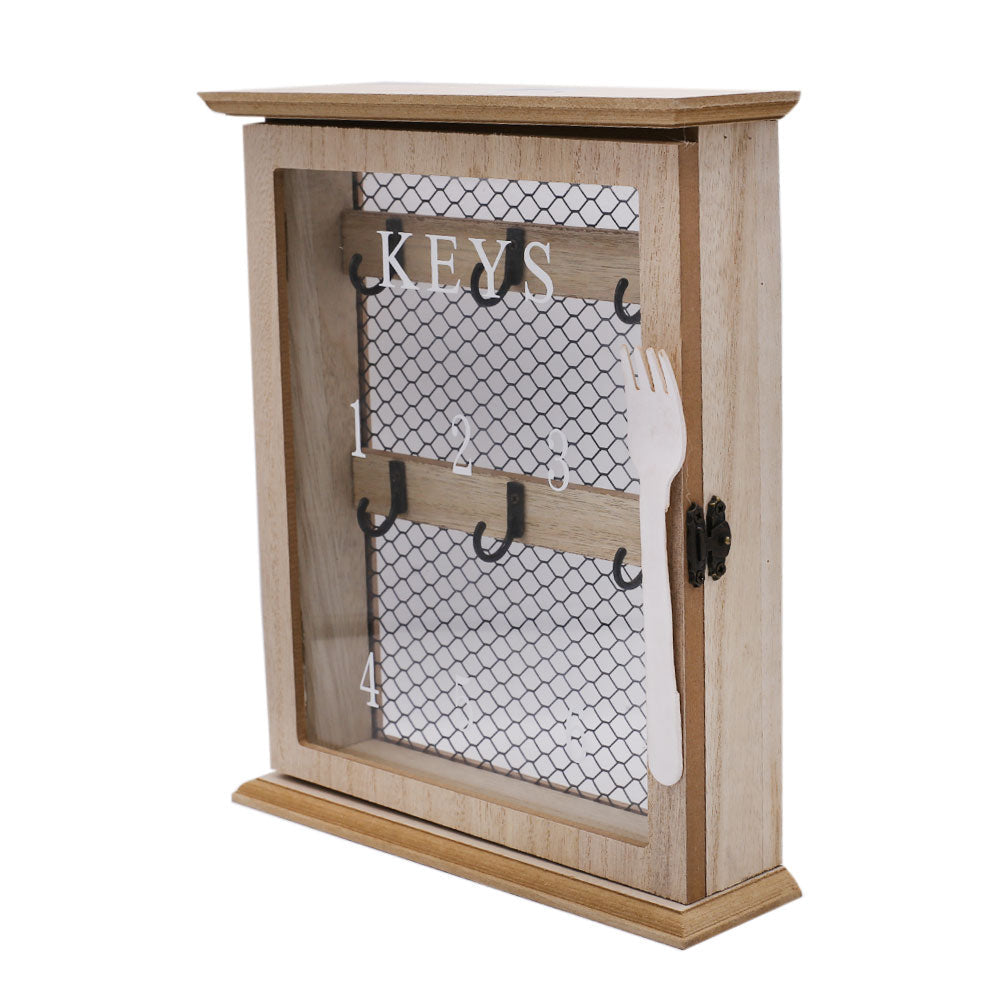 Wooden Key Holder Frame 6 Hooks