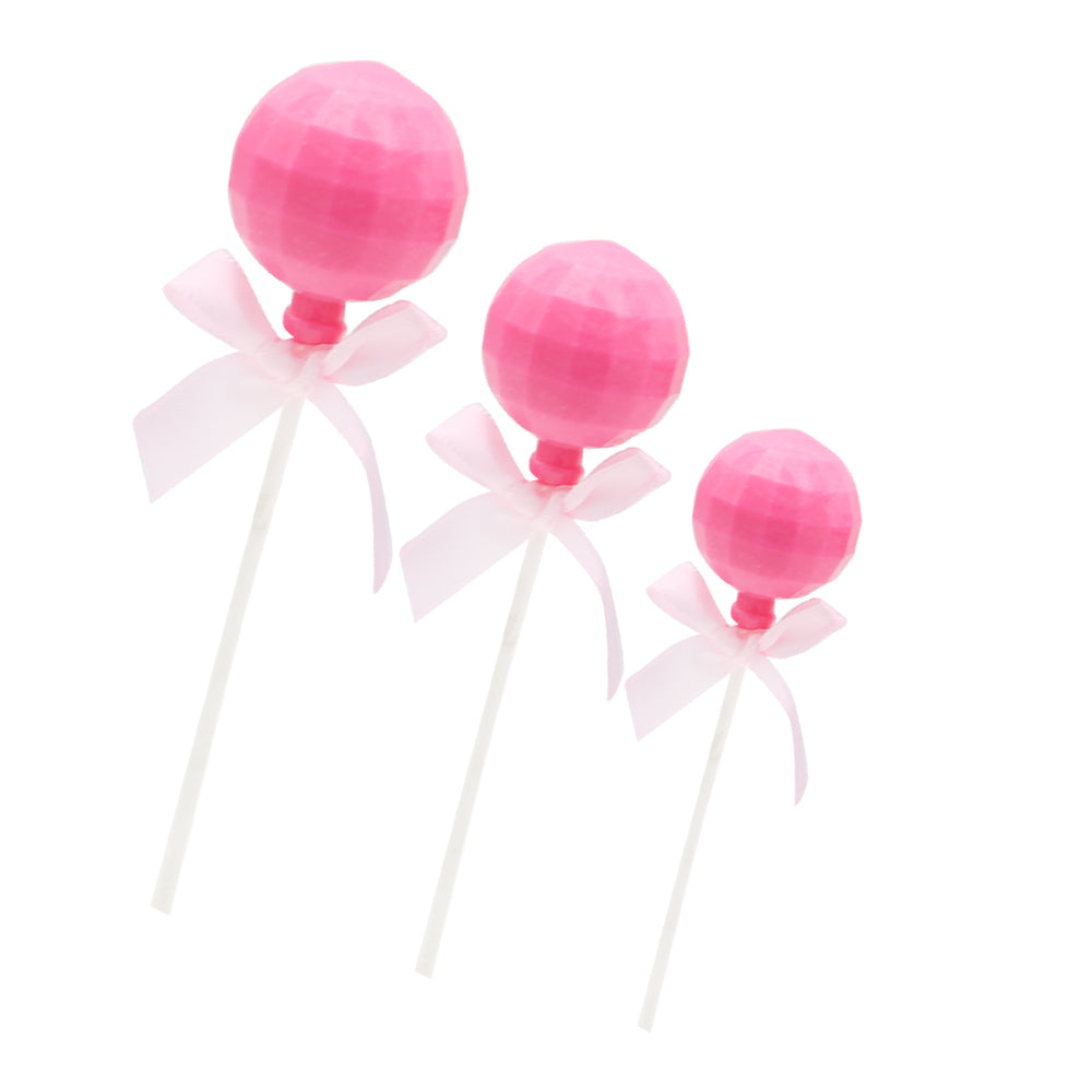 Lollipop Style Cake Toppers Pink 3Pcs Set