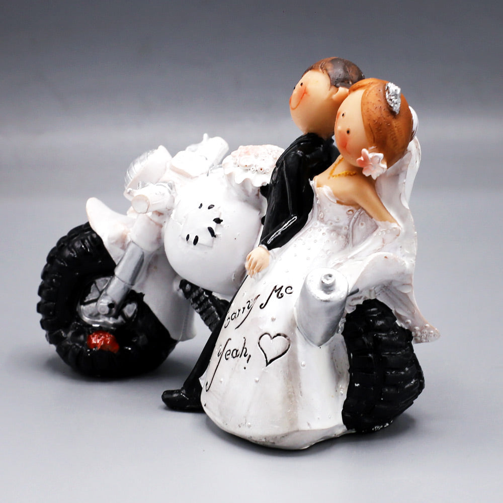 Just Married Bride And Groom On Bike Cake Topper
