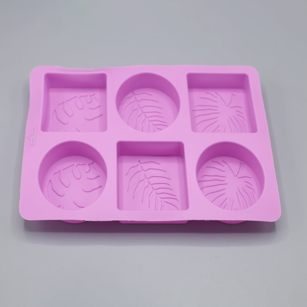 3 Rectangle & 3 Oval Shapes Leave Design Silicone Soap Mold 6 Cavity
