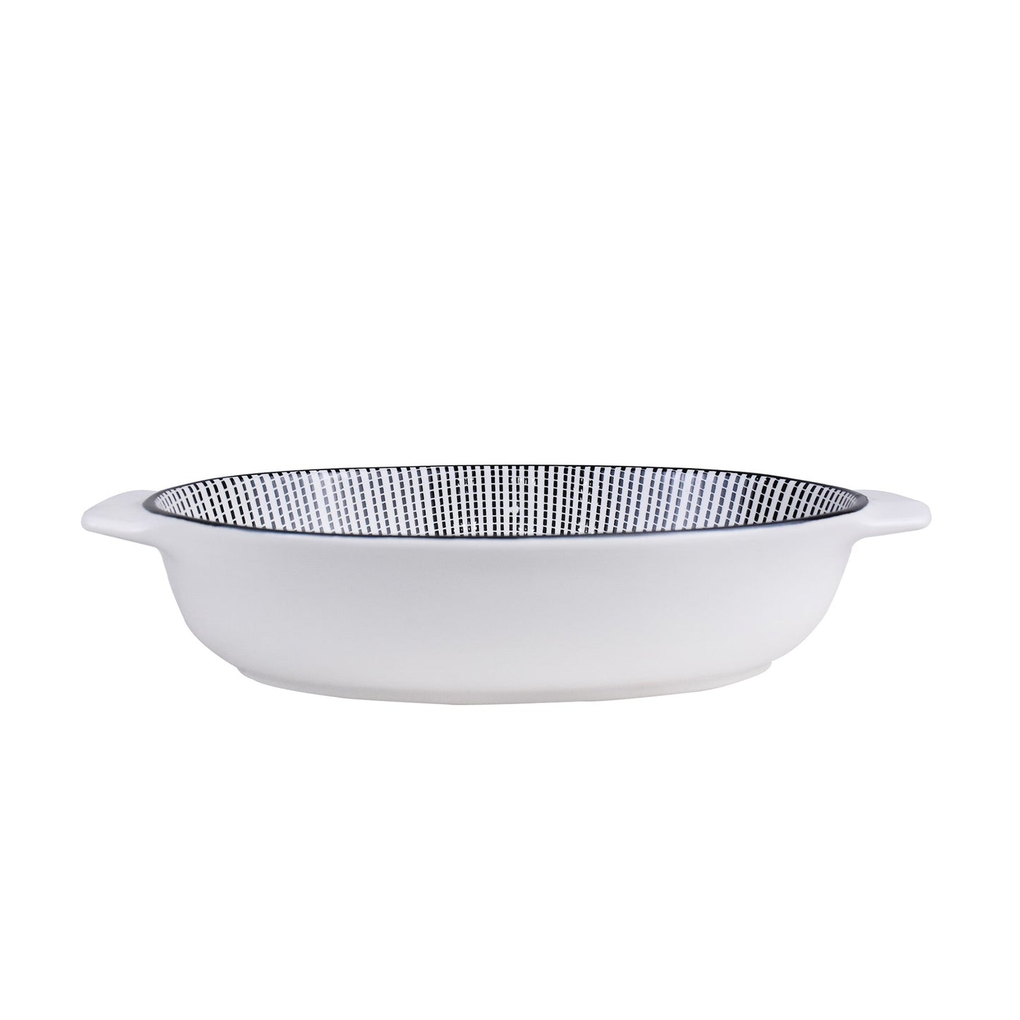 Danny Home Porcelain Black Dotline Oval Dish Medium