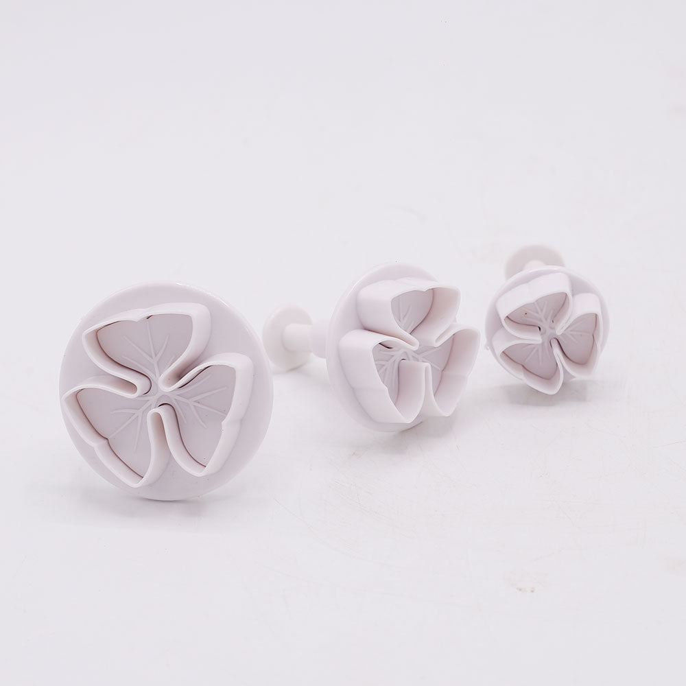 3 Petal Leaf Fondant Plunger Cutter 3Pcs Set
