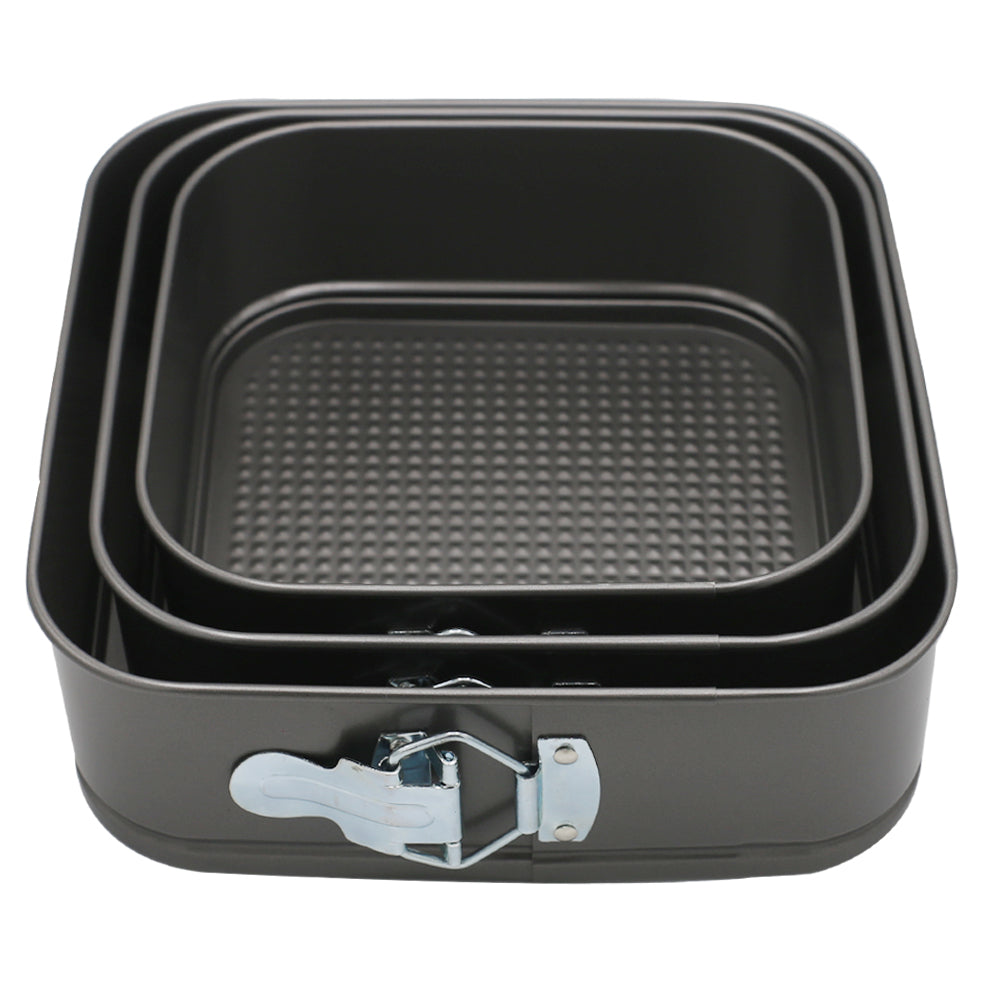 Square Springform Non-Stick Removeable Pan 3Pcs Set