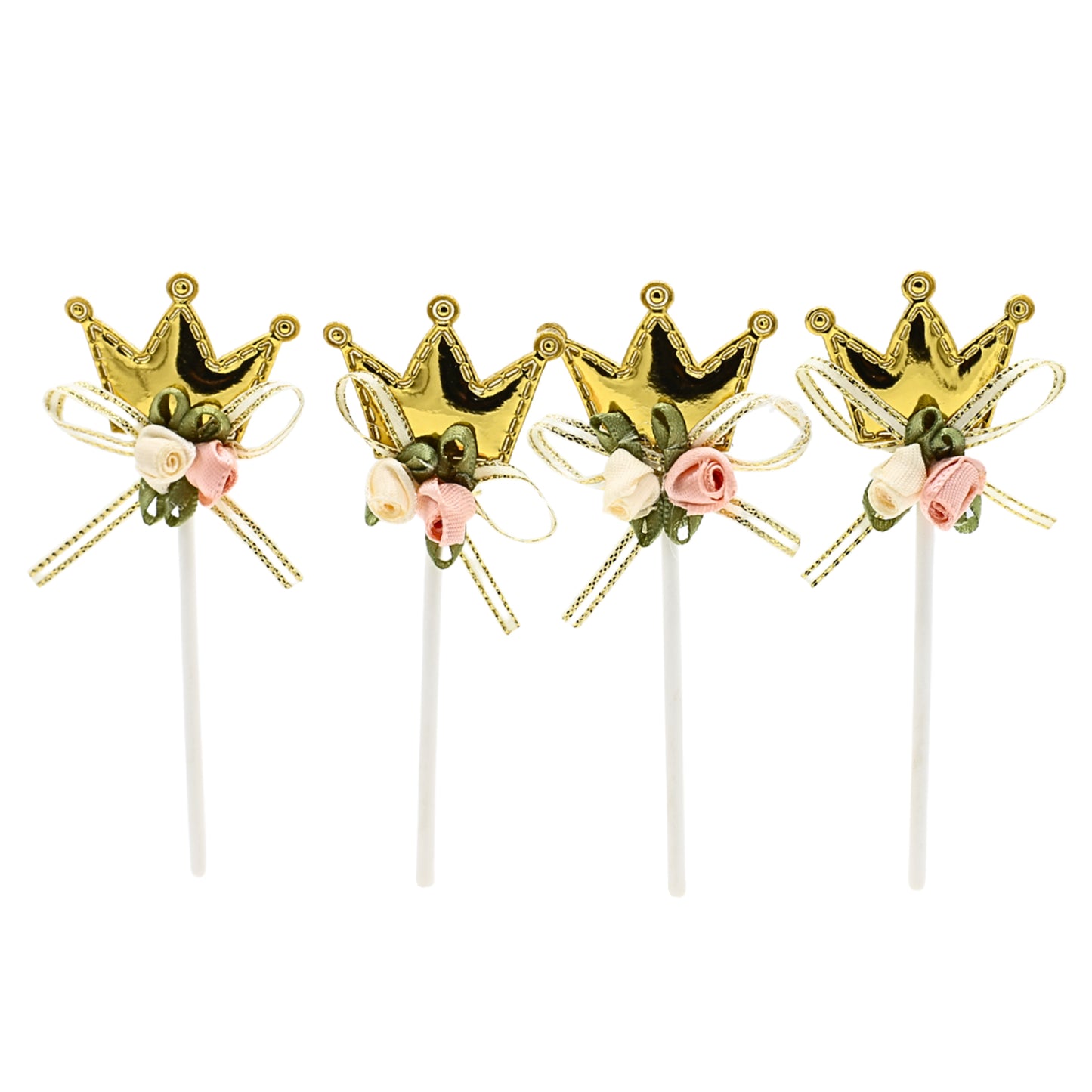 Crown Cake Toppers Golden 4Pcs Set