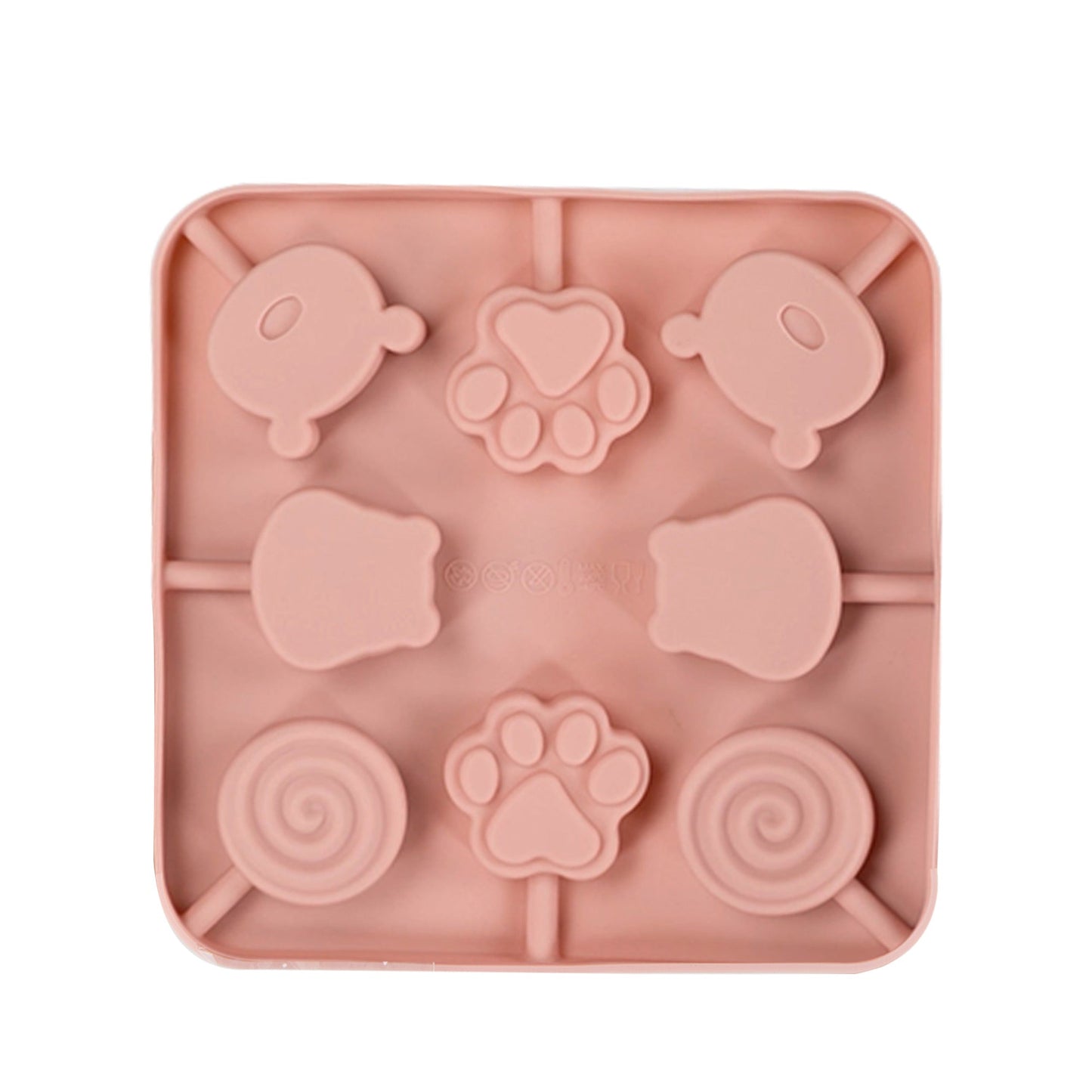 Round, Paw, bear & Cartoon Animal Shape Silicone Lollipop Mold 8 Cavity