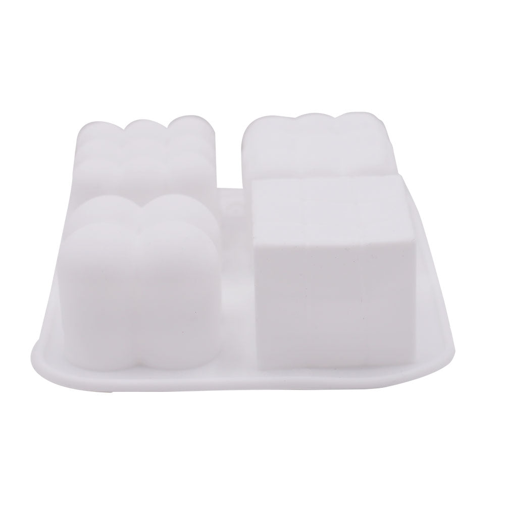 4 Different Design Silicone Mousse And Candle Mold 4 Cavity