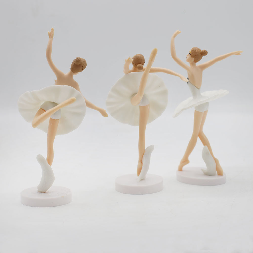 Dancing Girl Cake Topper White Frock 3Pcs Set