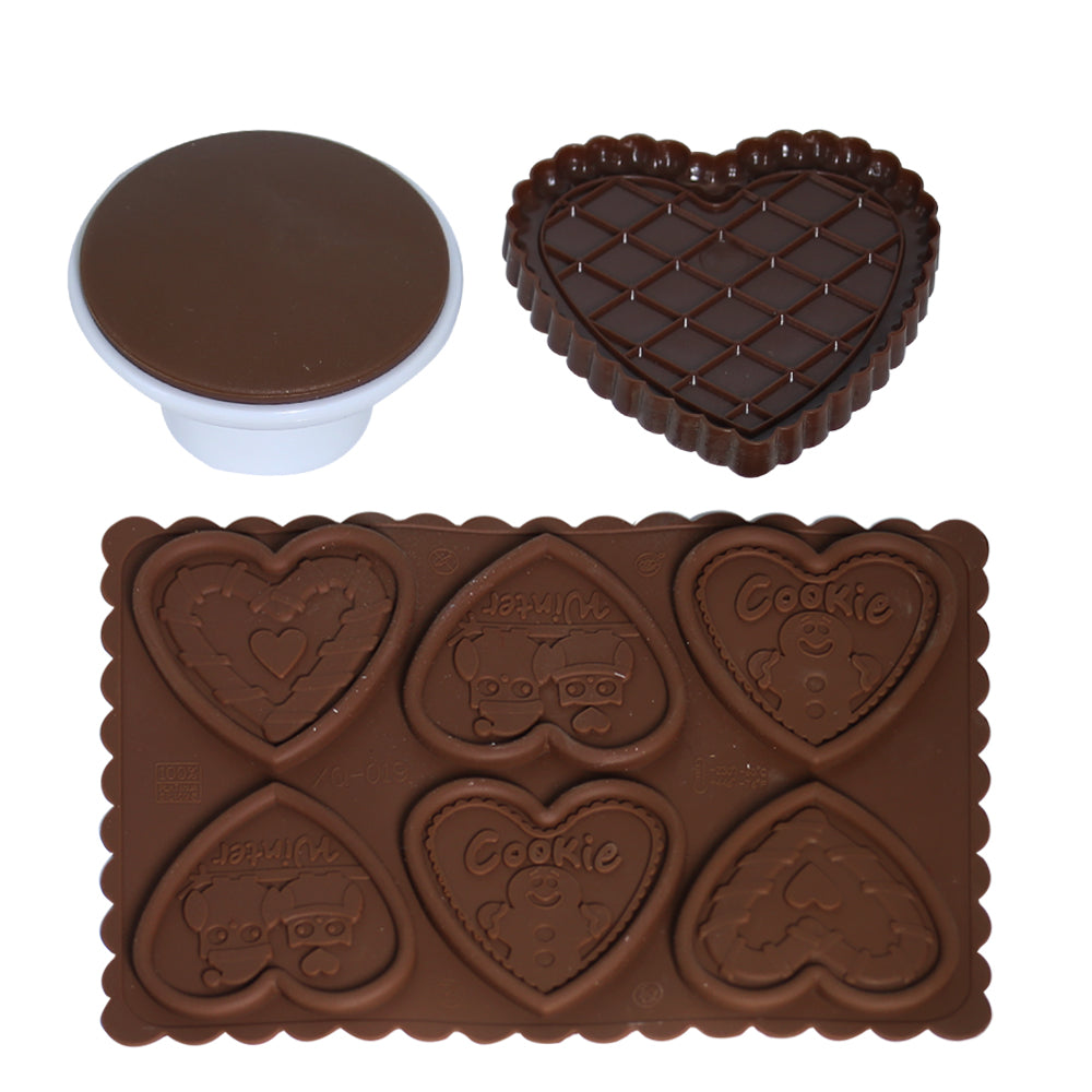 Heart Biscuit Chocolate Silicone Mold 6 Cavity