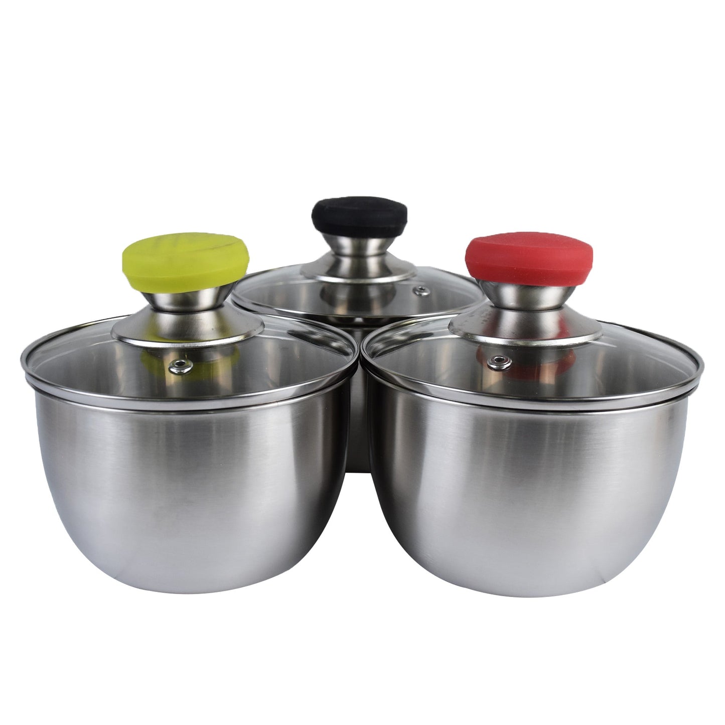 Stainless Steel Pot With Glass Lid 3Pcs Set