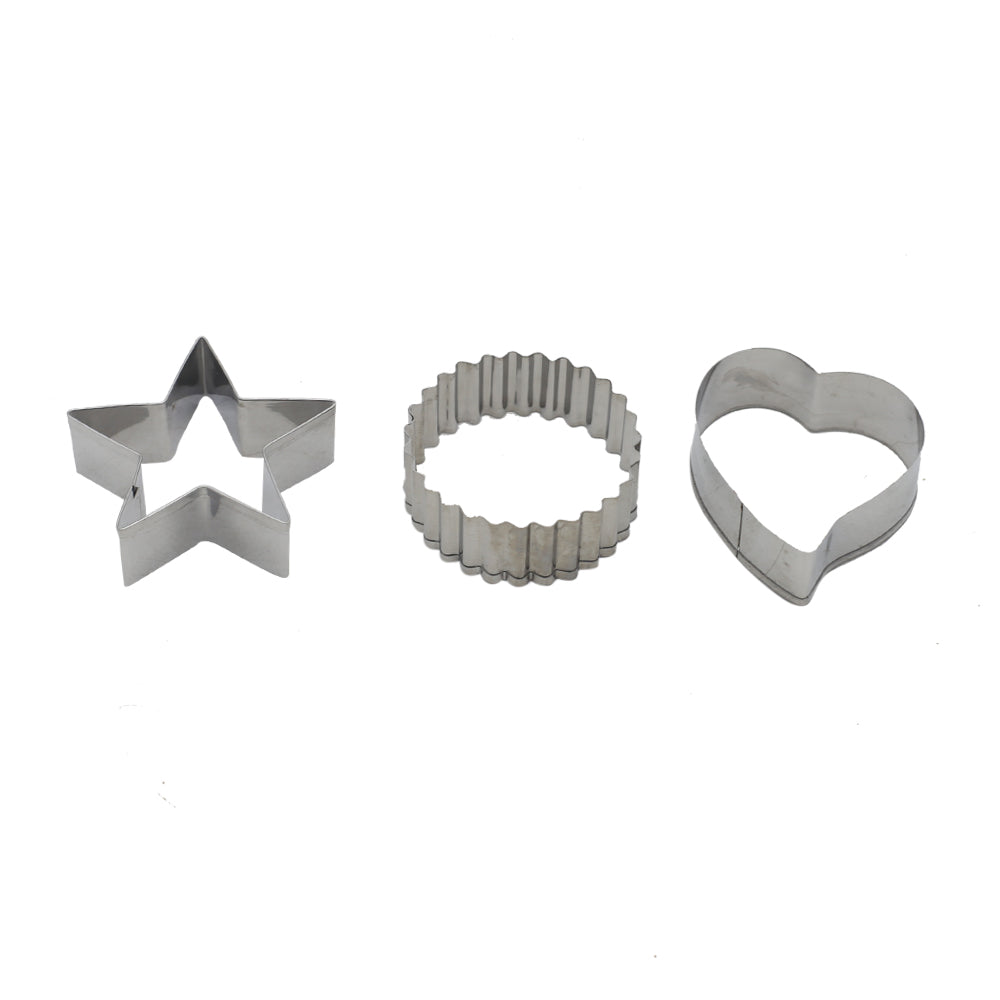Heart, Star And Round Cookie Cutter Stainless Steel 3Pcs Set