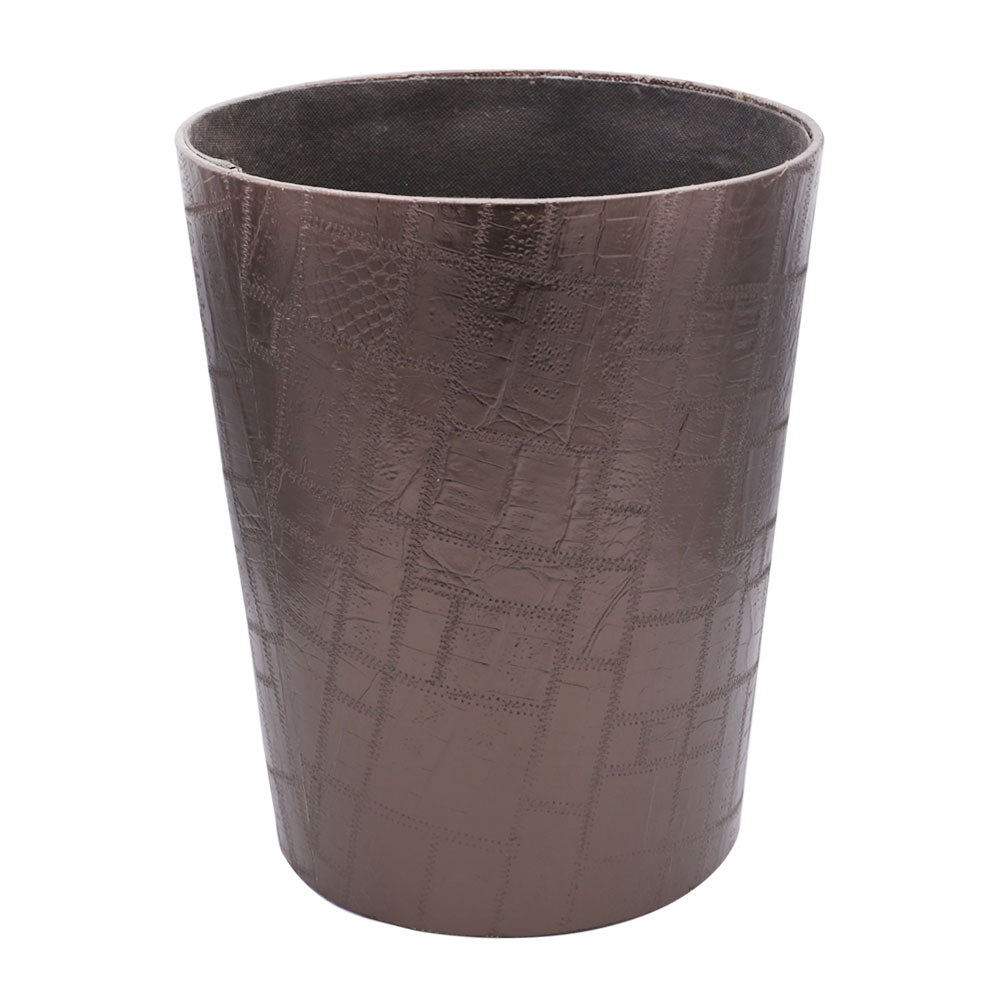 Round Leather Texture Waste Bin