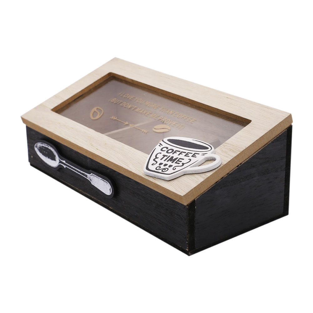 Tea & Coffee Storage Wooden Box 3 Compartments